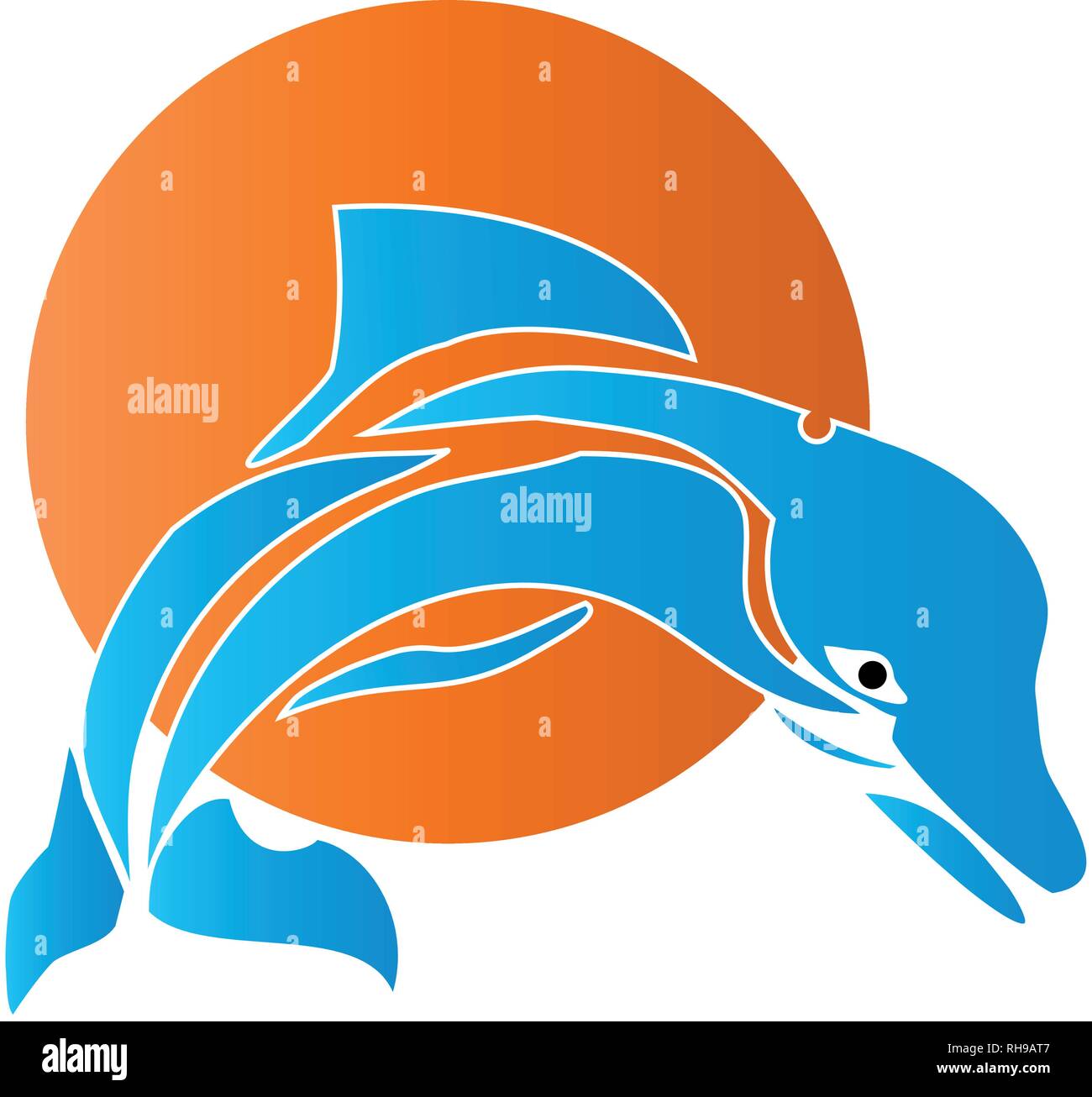 Dolphin, sun, logo, sign Stock Vector