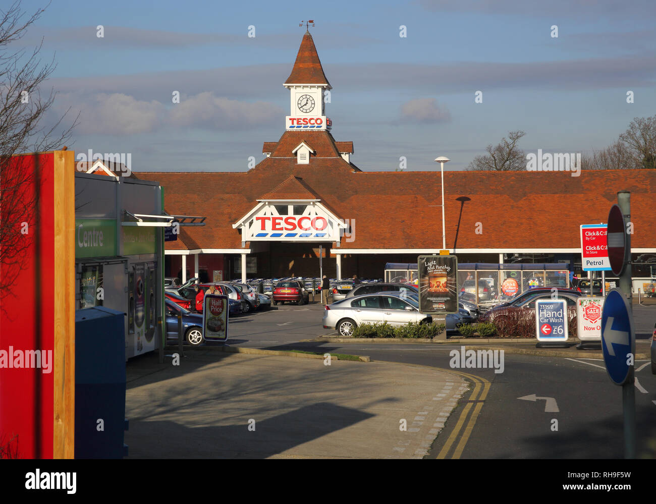 entrance to tesco store in burgess hill west sussex england Stock Photo