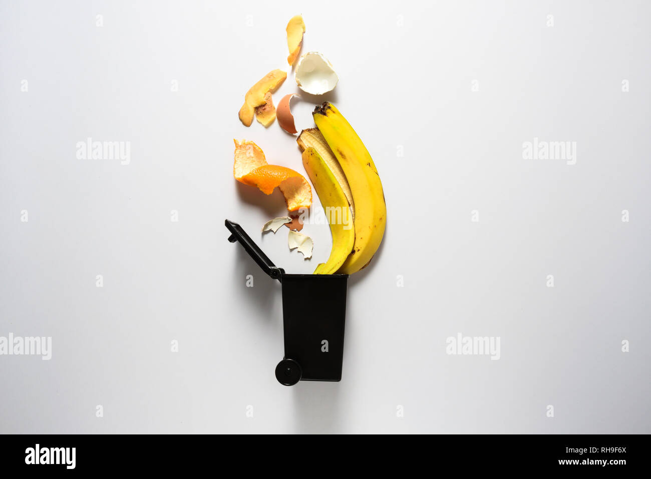 Trash bin with organic waste. Garbage sorting, recycle and zero waste concept Stock Photo