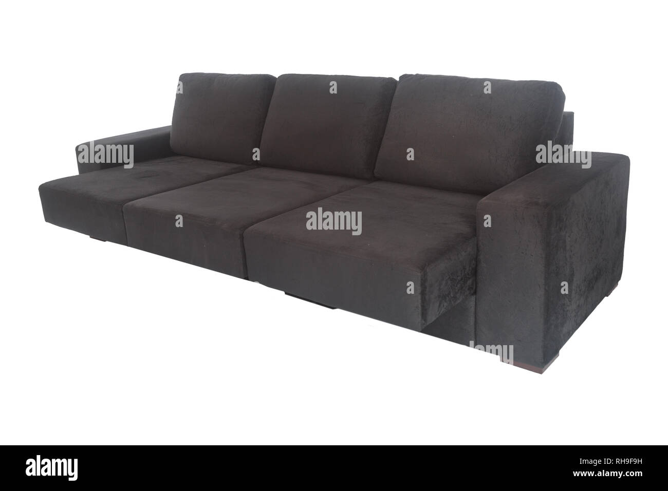 modern grey graphite suede couch sofa isolated on white background