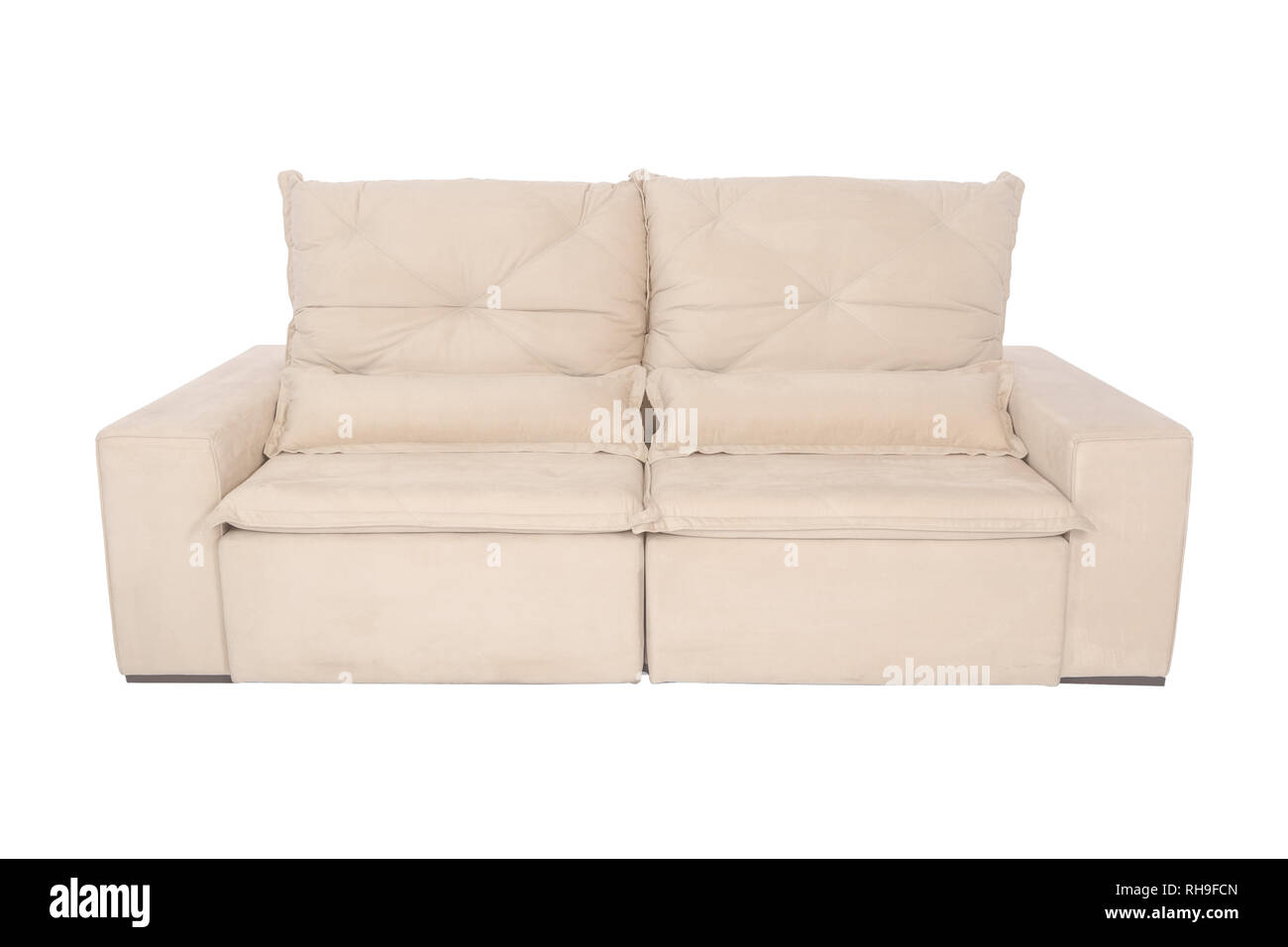 Modern Beige Suede Couch Sofa Isolated On White Background Stock