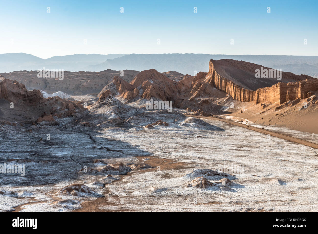 the dirt road leading to Valle de la Luna, Atacama Desert. This is the driest place on planet Earth Stock Photo