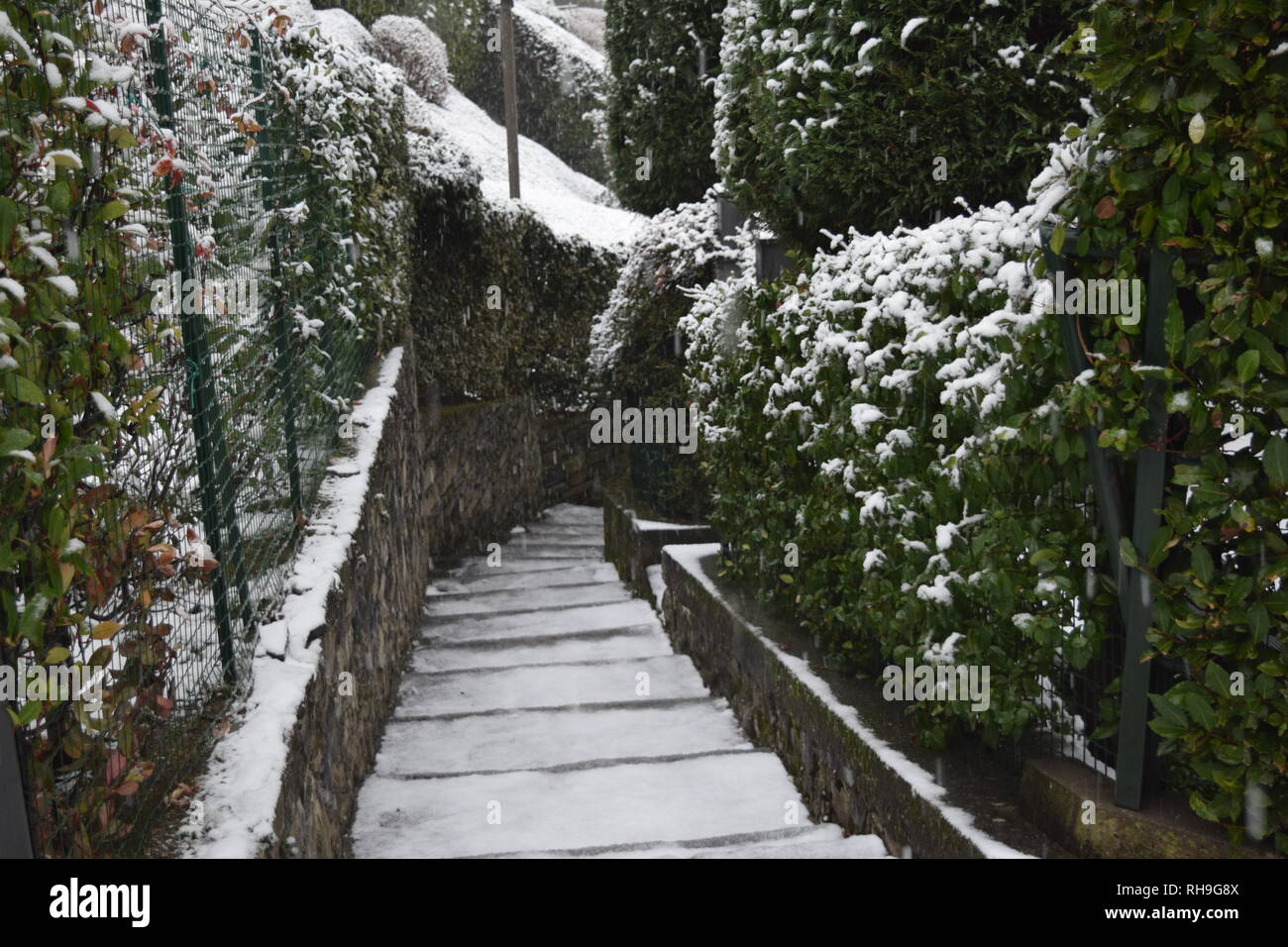 Winter Scene in Lake Como Italy Stock Photo Alamy
