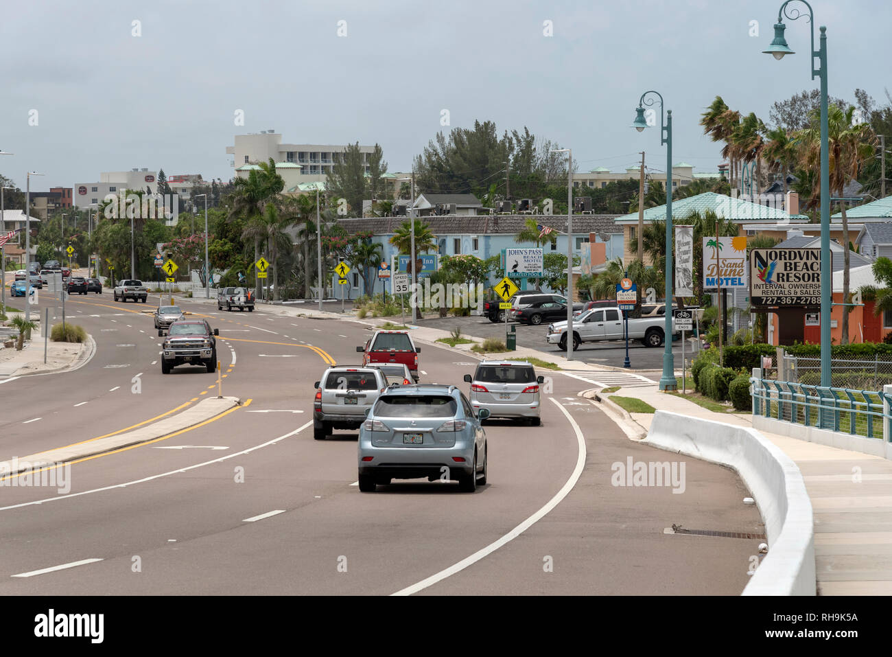 St Johns Pass, Florida, USA. Circa 2018. Traffic heading south along