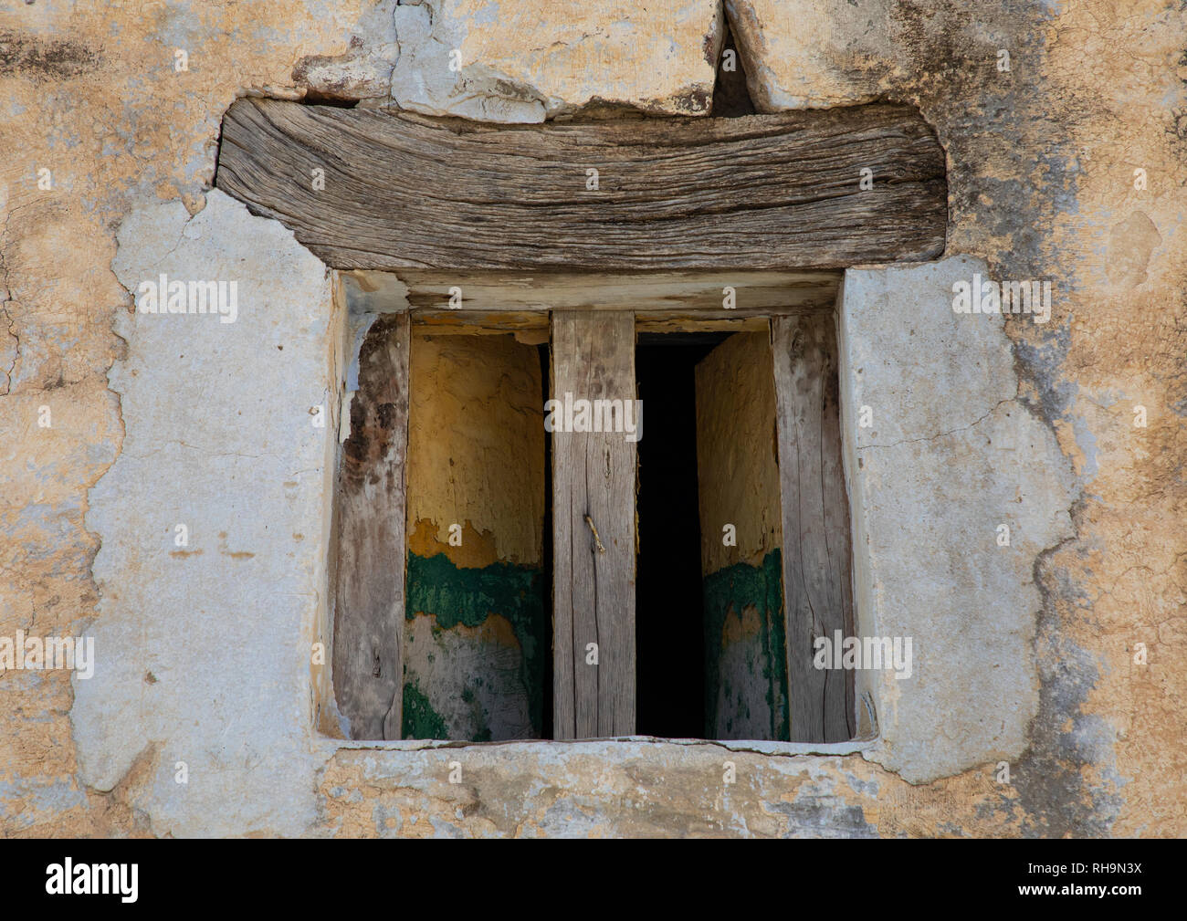 Wooden window of an old house, Asir province, Abha, Saudi Arabia Stock Photo