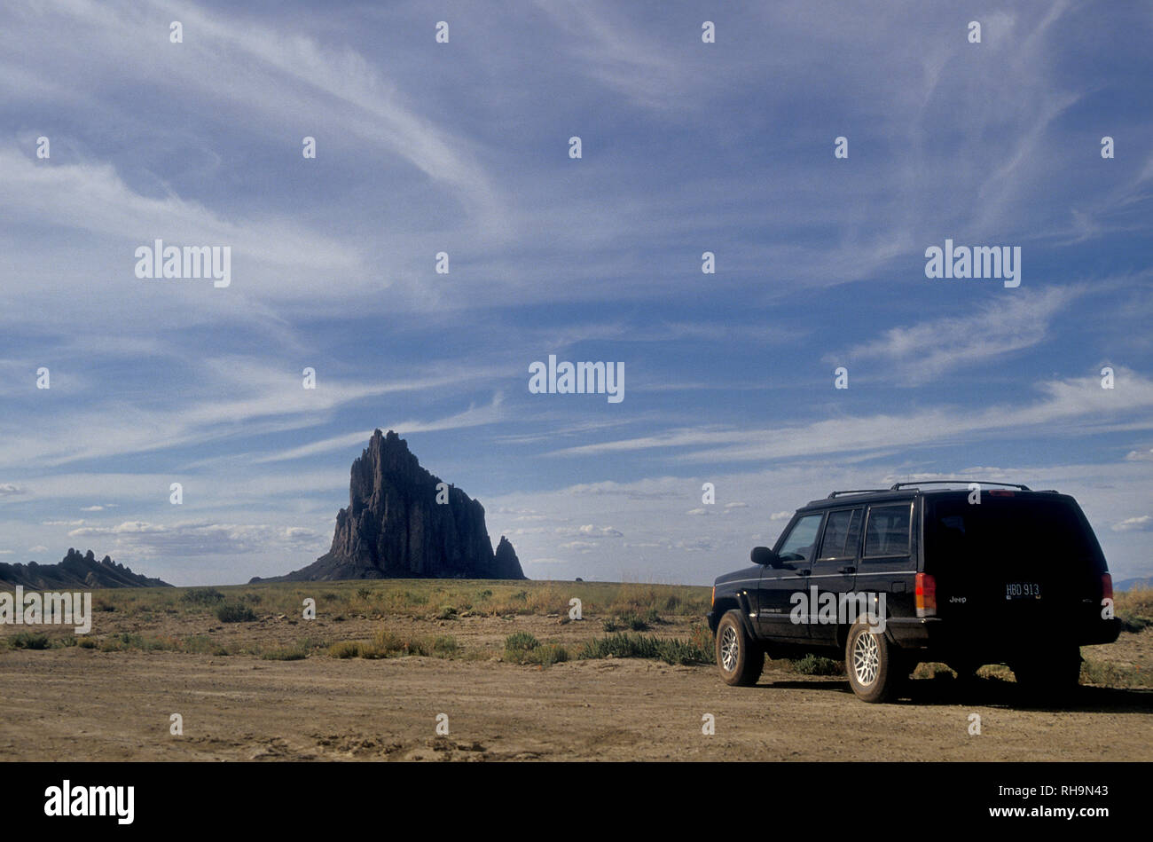 Jeep cherokee driving in the four corners region of Southwest USA Stock