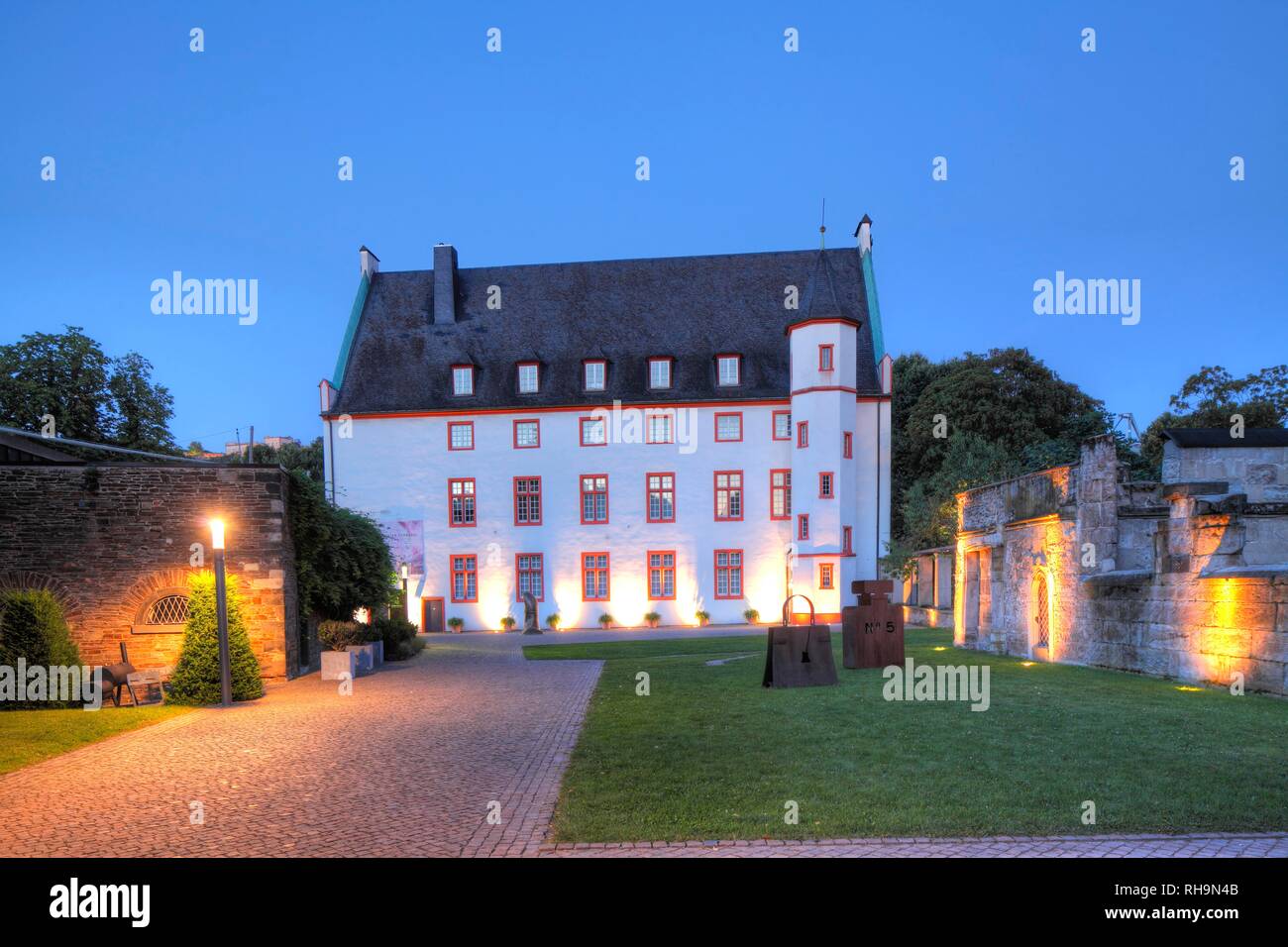 Deutschherrenhaus at dusk, Koblenz, Rhineland-Palatinate, Germany Stock Photo