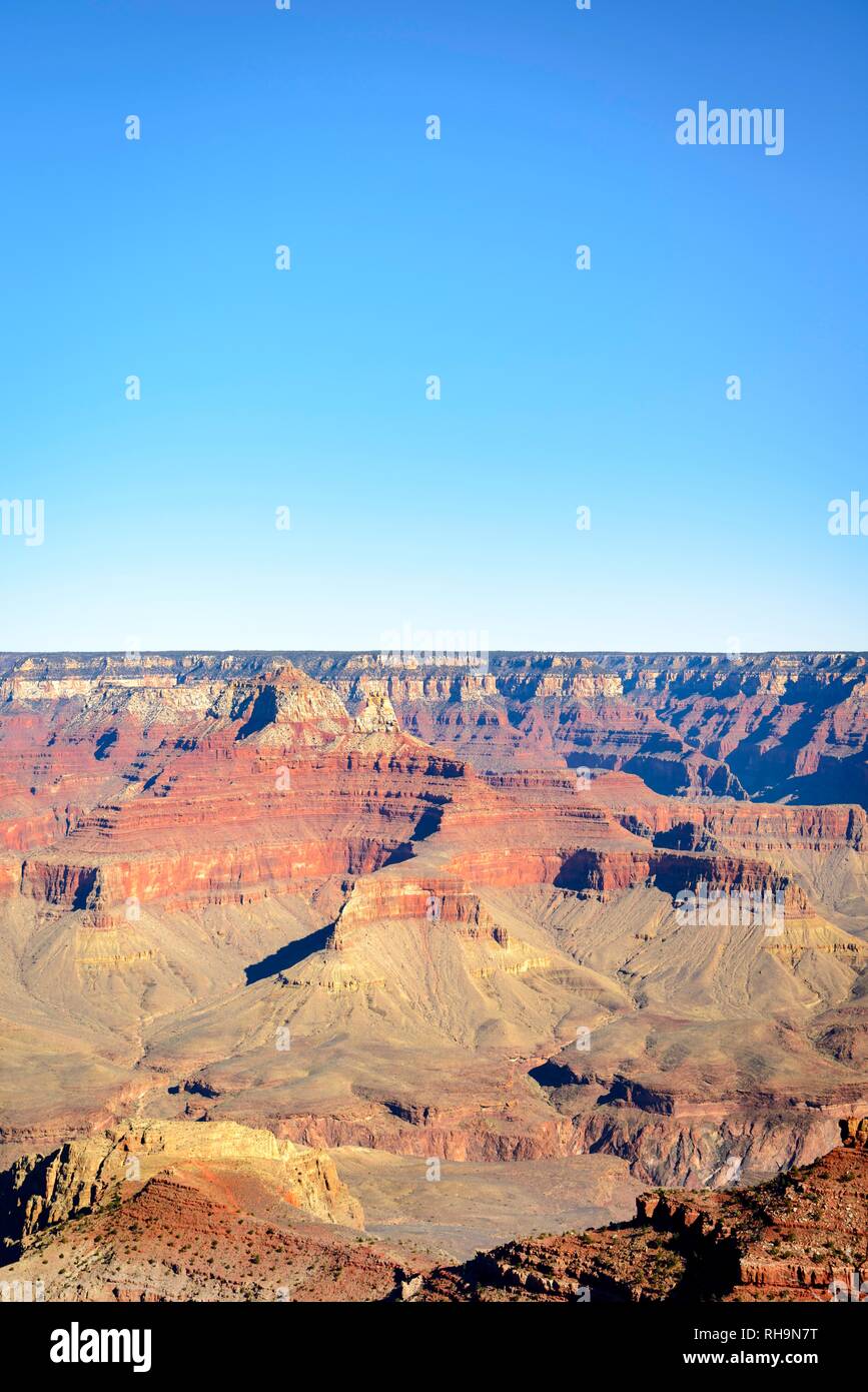 View from Mather Point, eroded rock landscape, South Rim, Grand Canyon ...