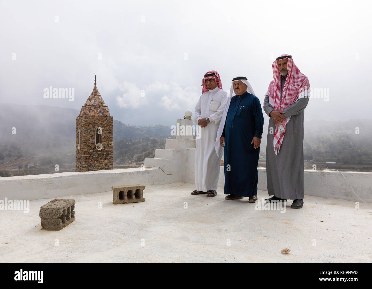 Saudi Men In Front Of A Mosque Made Of Stones Asir Province Tanomah Saudi Arabia Stock Photo Alamy