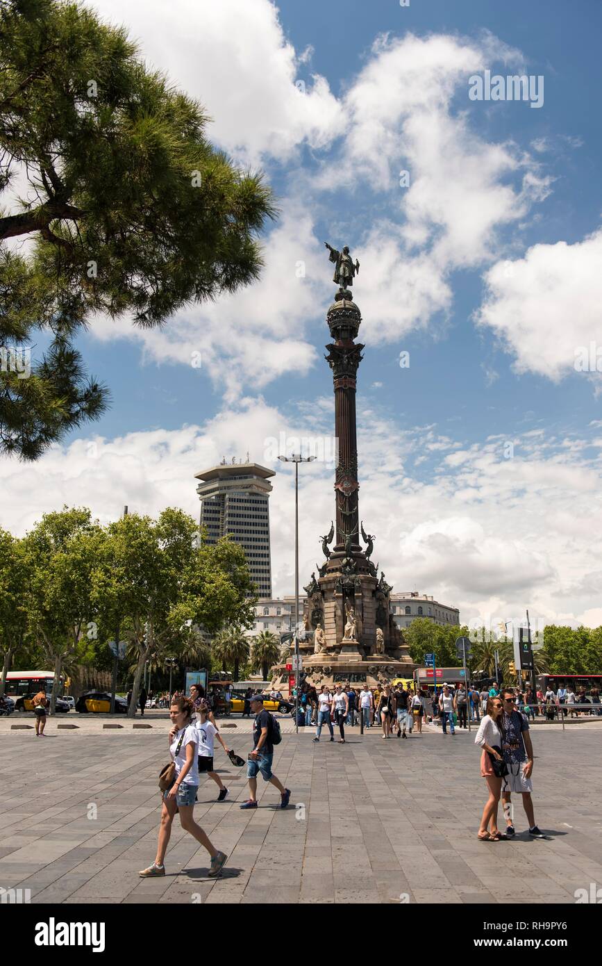 Columbus Monument, Monument a Colom, Barcelona, Catalonia, Spain Stock Photo