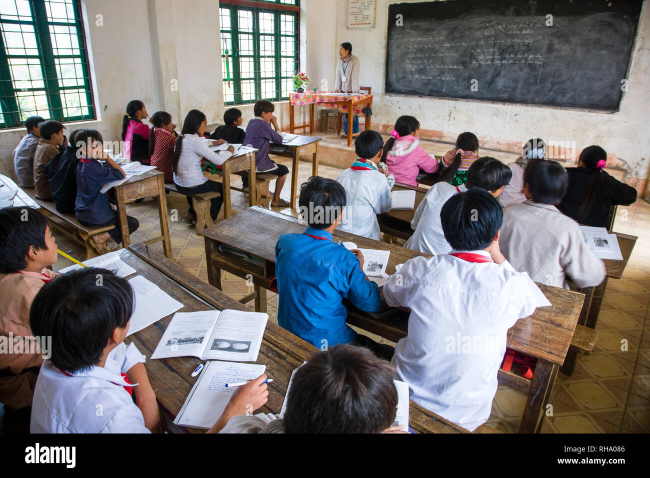 nr. Bac Ha, Vietnam; Thai Ha Pho village school. Stock Photo