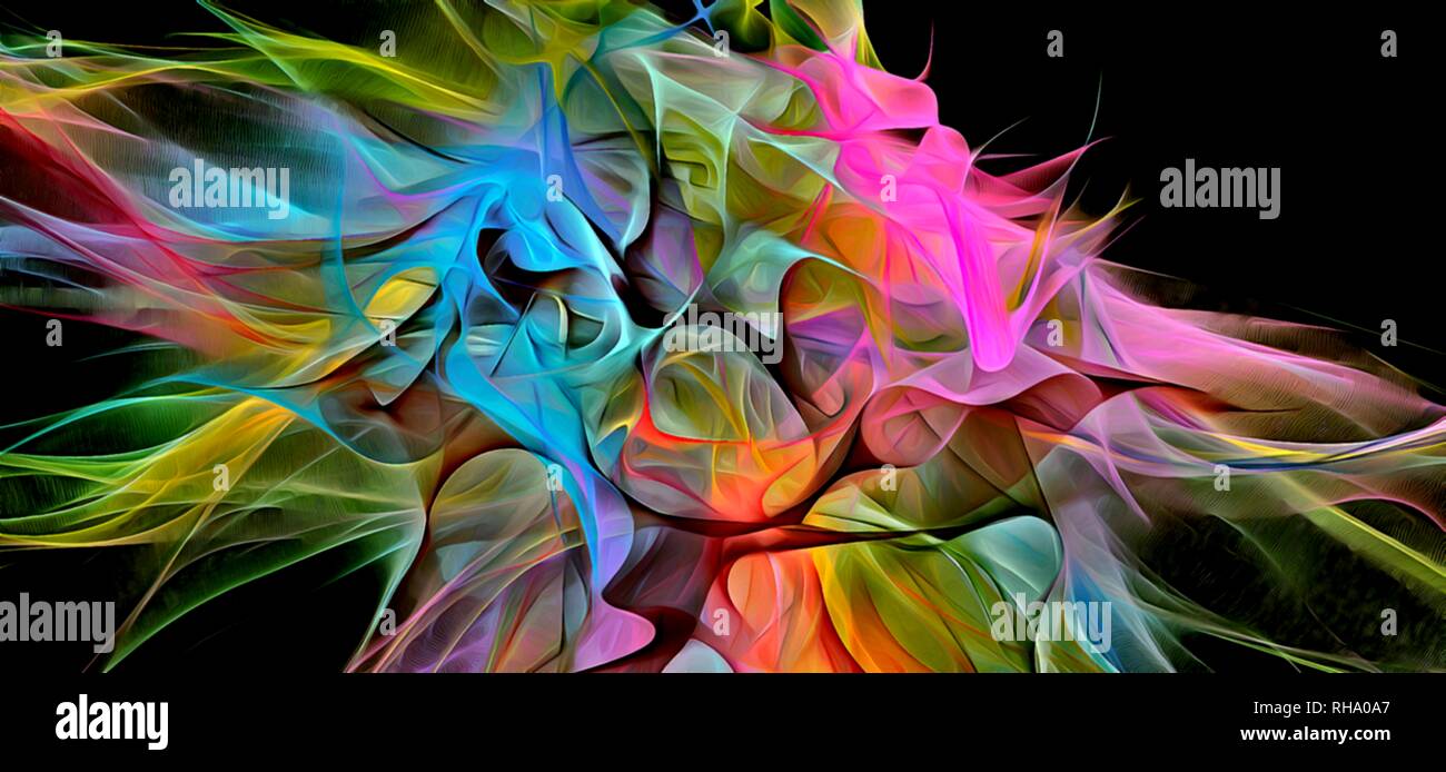 Abstract electrifying lines, smoky fractal pattern, digital ...