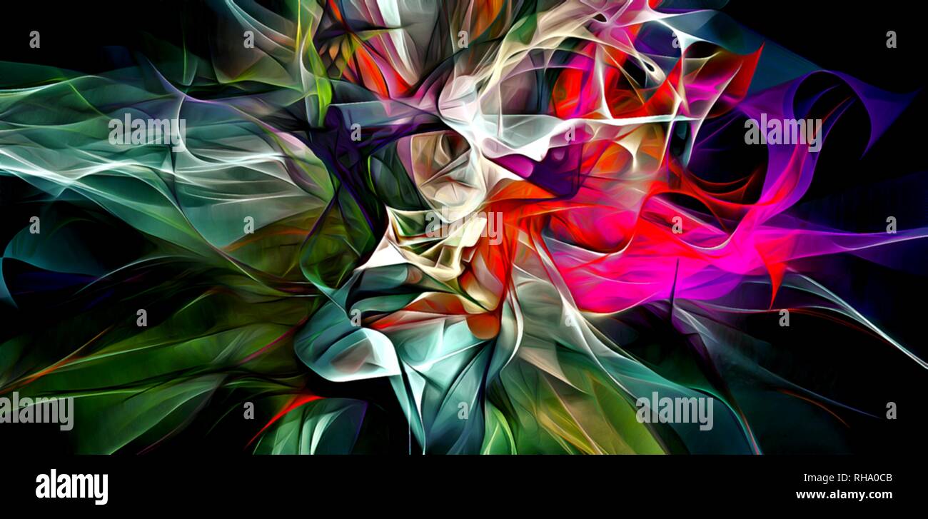 Abstract electrifying lines, smoky fractal pattern, digital ...