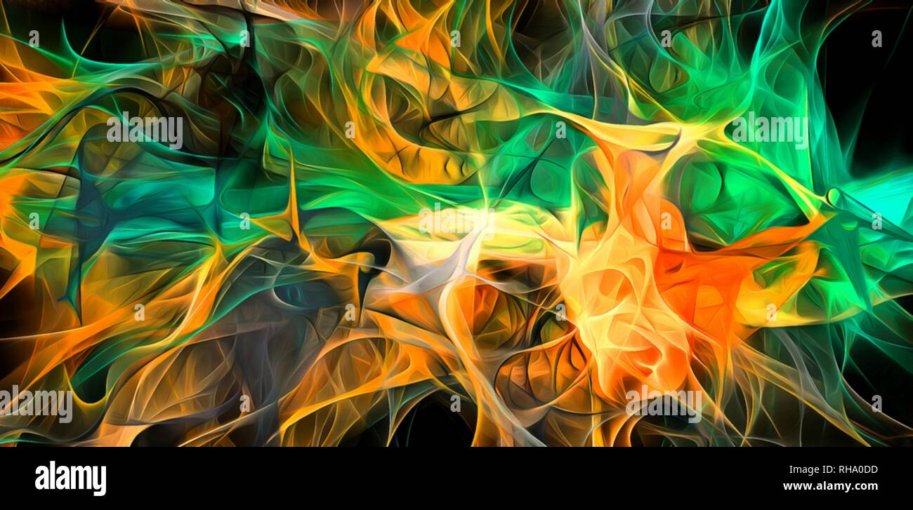 Abstract electrifying lines, smoky fractal pattern, digital ...