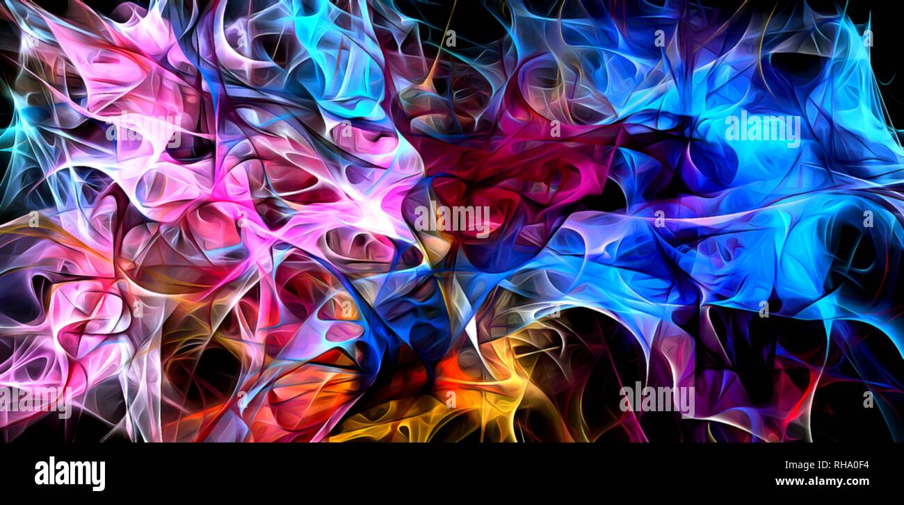 Abstract electrifying lines, smoky fractal pattern, digital ...