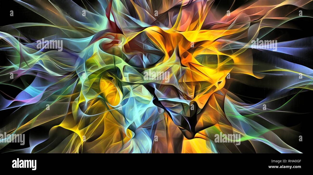 Abstract electrifying lines, smoky fractal pattern, digital ...