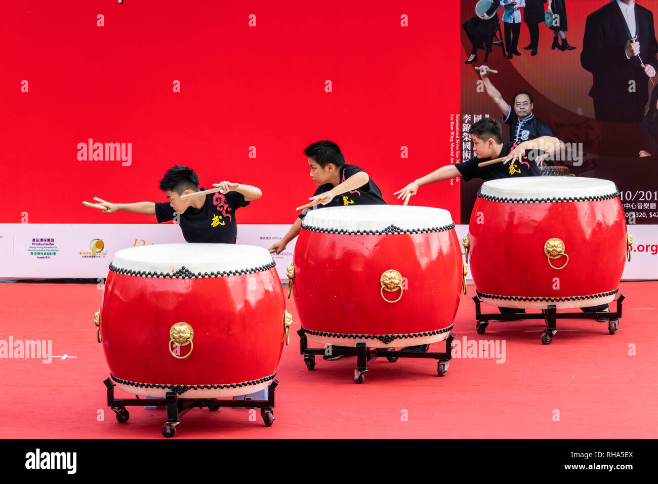 The Hong Kong Synergy 24 Drum Competition outdoors in Kowloon, Hong