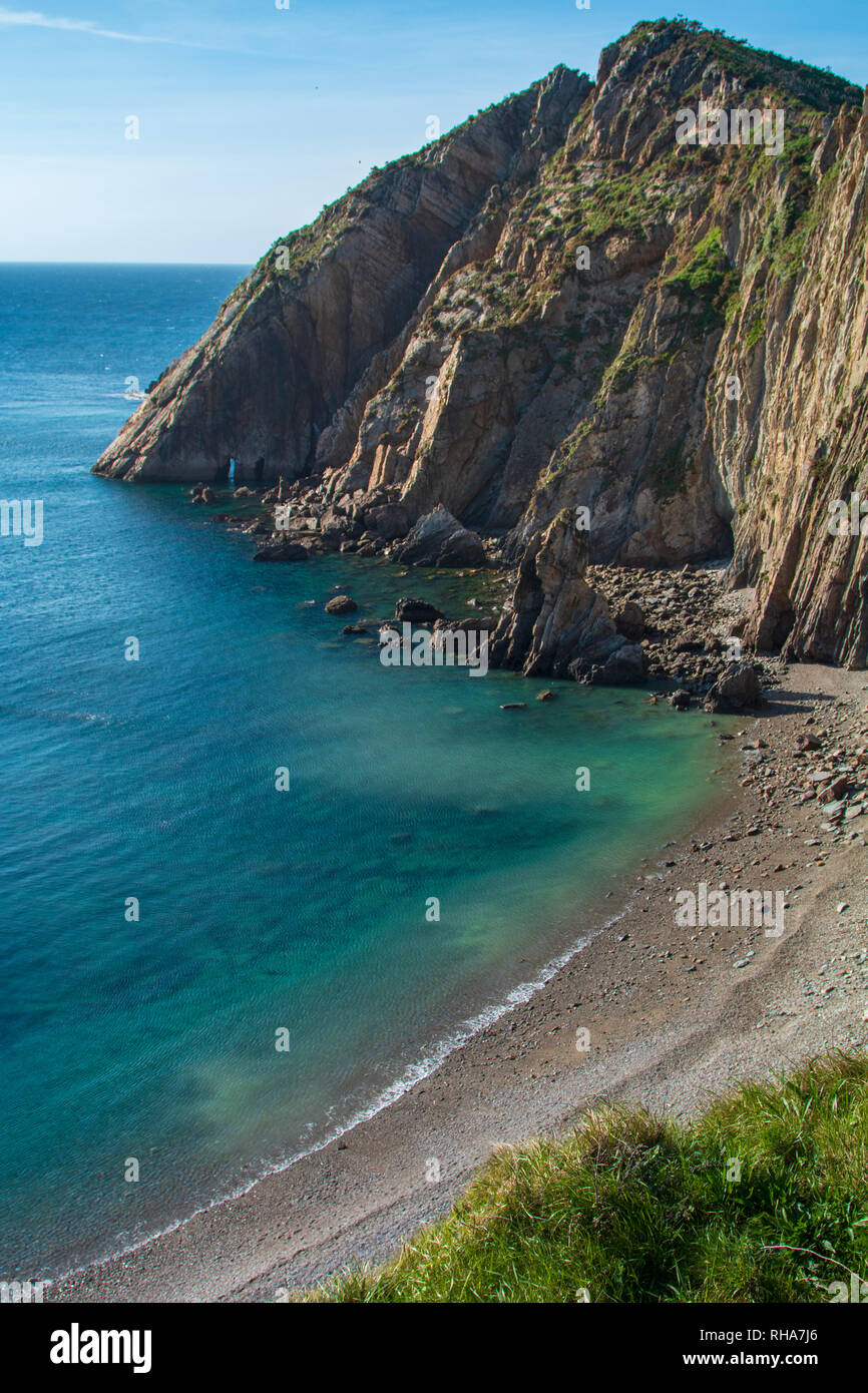 Asturias coastline. Wild beach of El SIlencio. Asturias, Spain Stock Photo