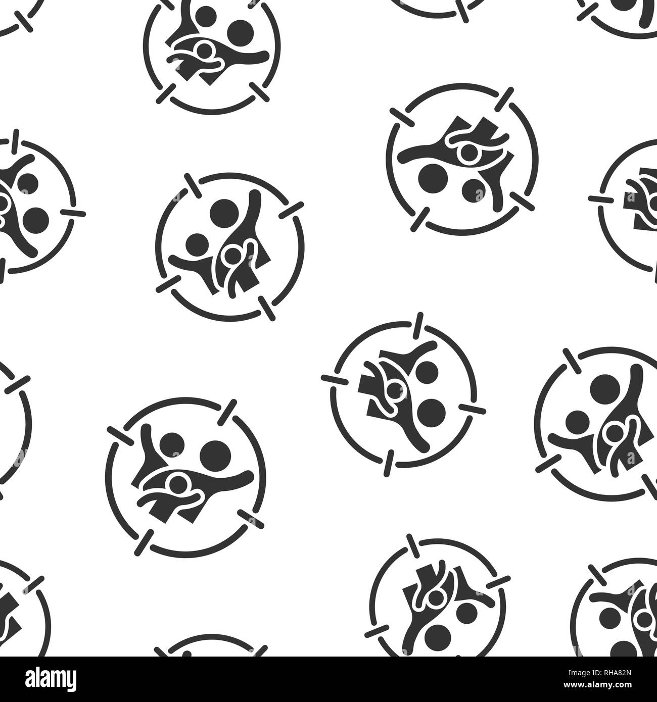 Target audience icon seamless pattern background. Focus on people vector illustration. Human resources symbol pattern. Stock Vector