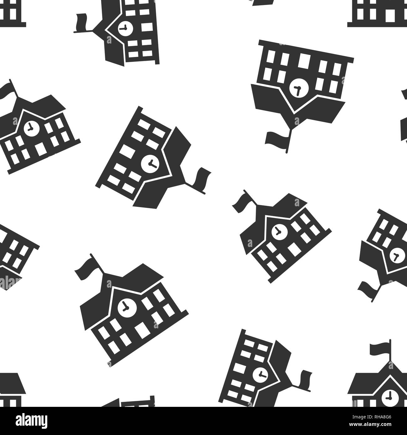 School building icon seamless pattern background. College education ...