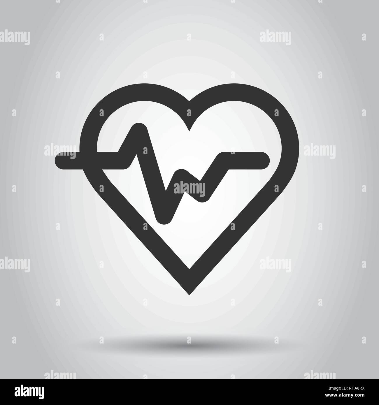 Heartbeat line with heart icon in flat style. Heartbeat illustration on ...