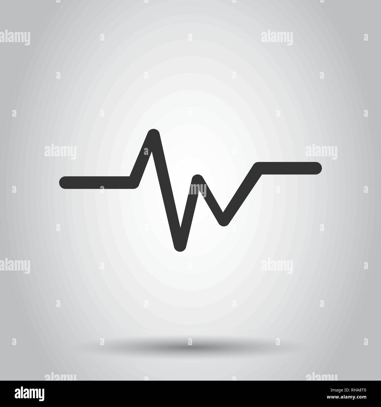 Heartbeat line with heart icon in flat style. Heartbeat illustration on ...