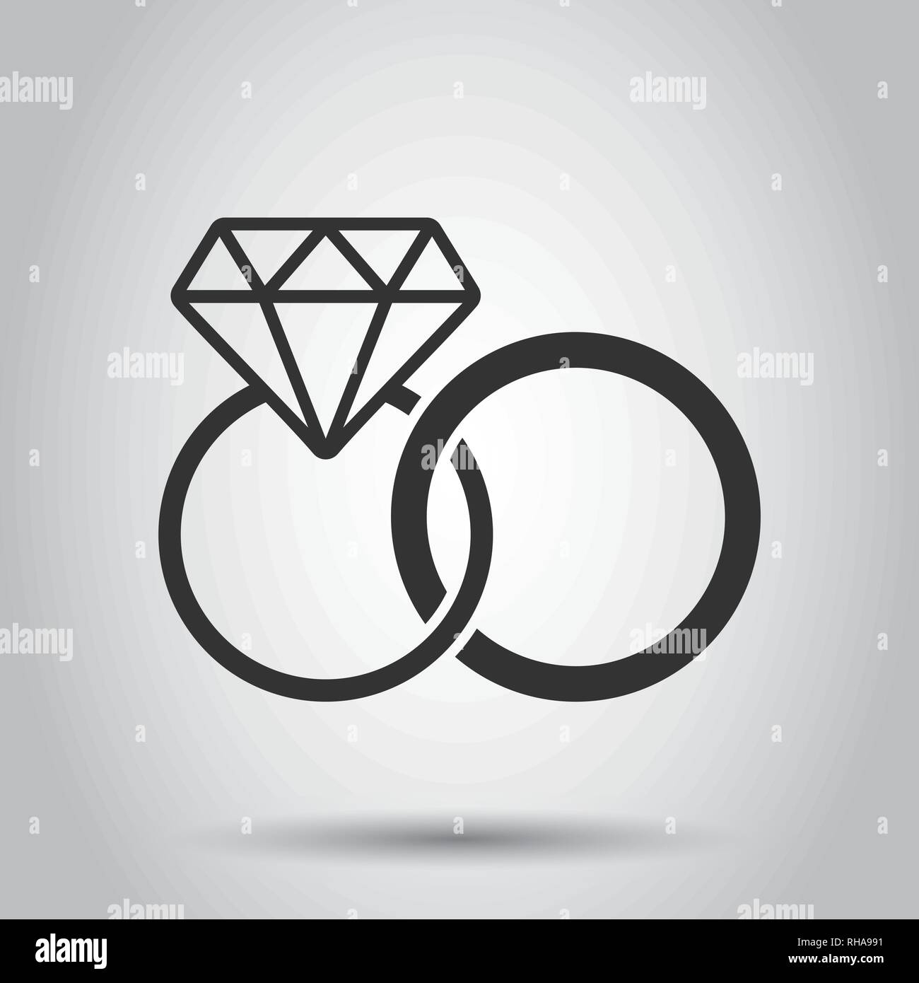 Engagement ring with diamond vector icon in flat style. Wedding ...