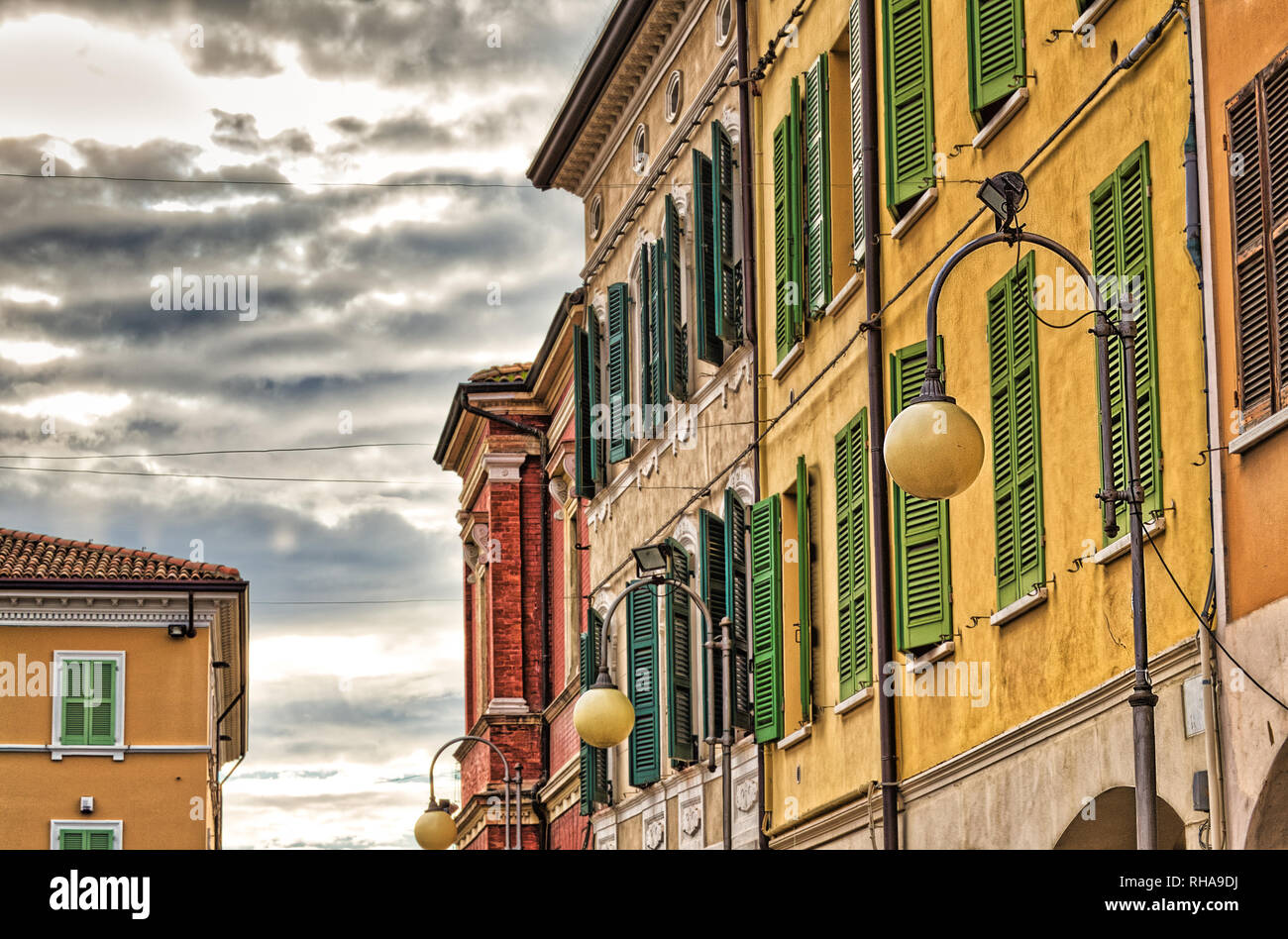 colorful buildings in ancient hamlet of Italian village Stock Photo - Alamy