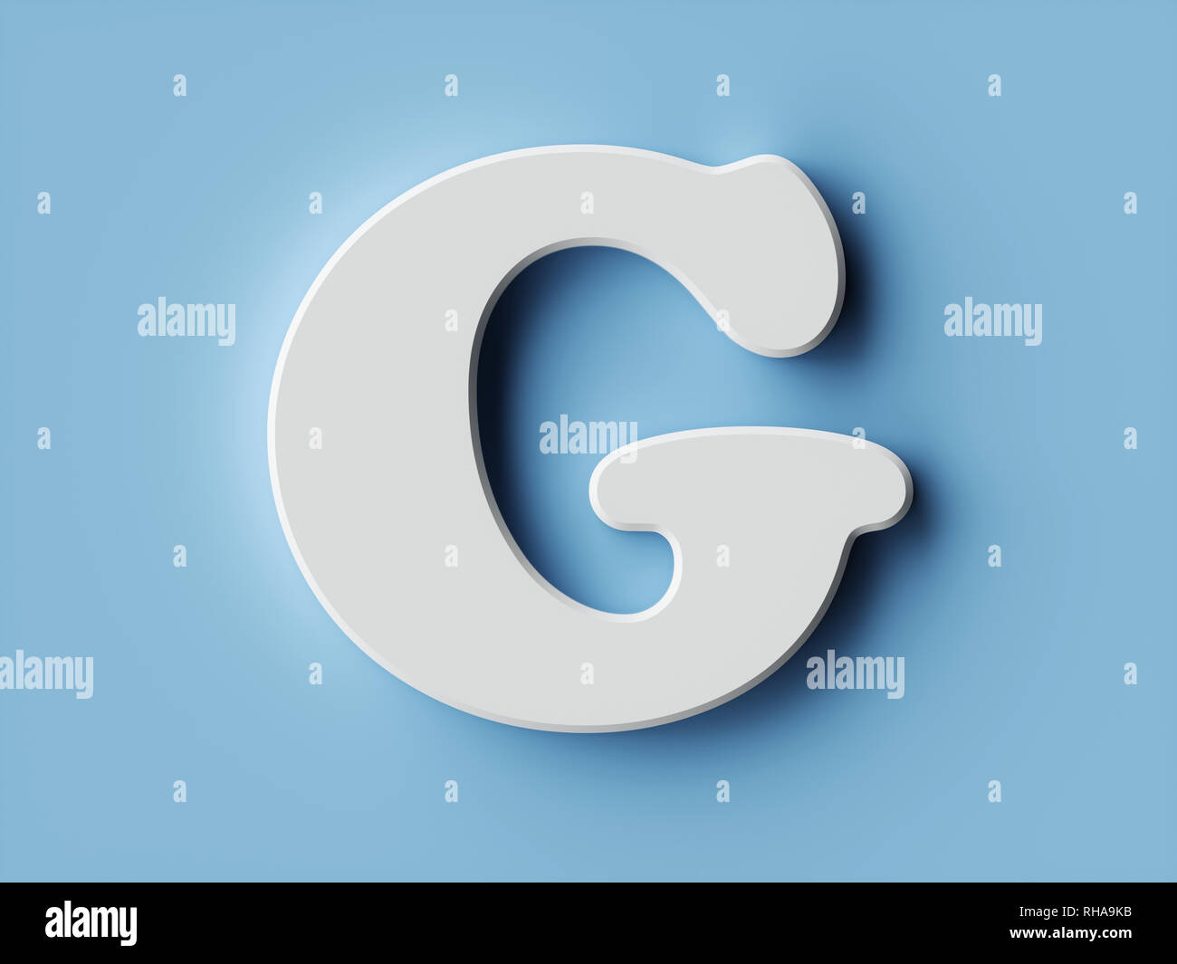 White paper letter alphabet character G font. Front view capital symbol ...