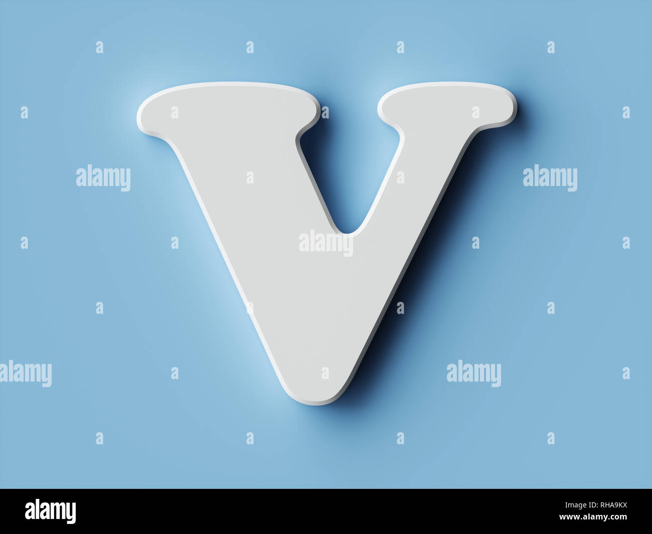 White Paper Letter Alphabet Character V Font Front View Capital Symbol On A Blue Background 3d Rendering Illustration Stock Photo Alamy