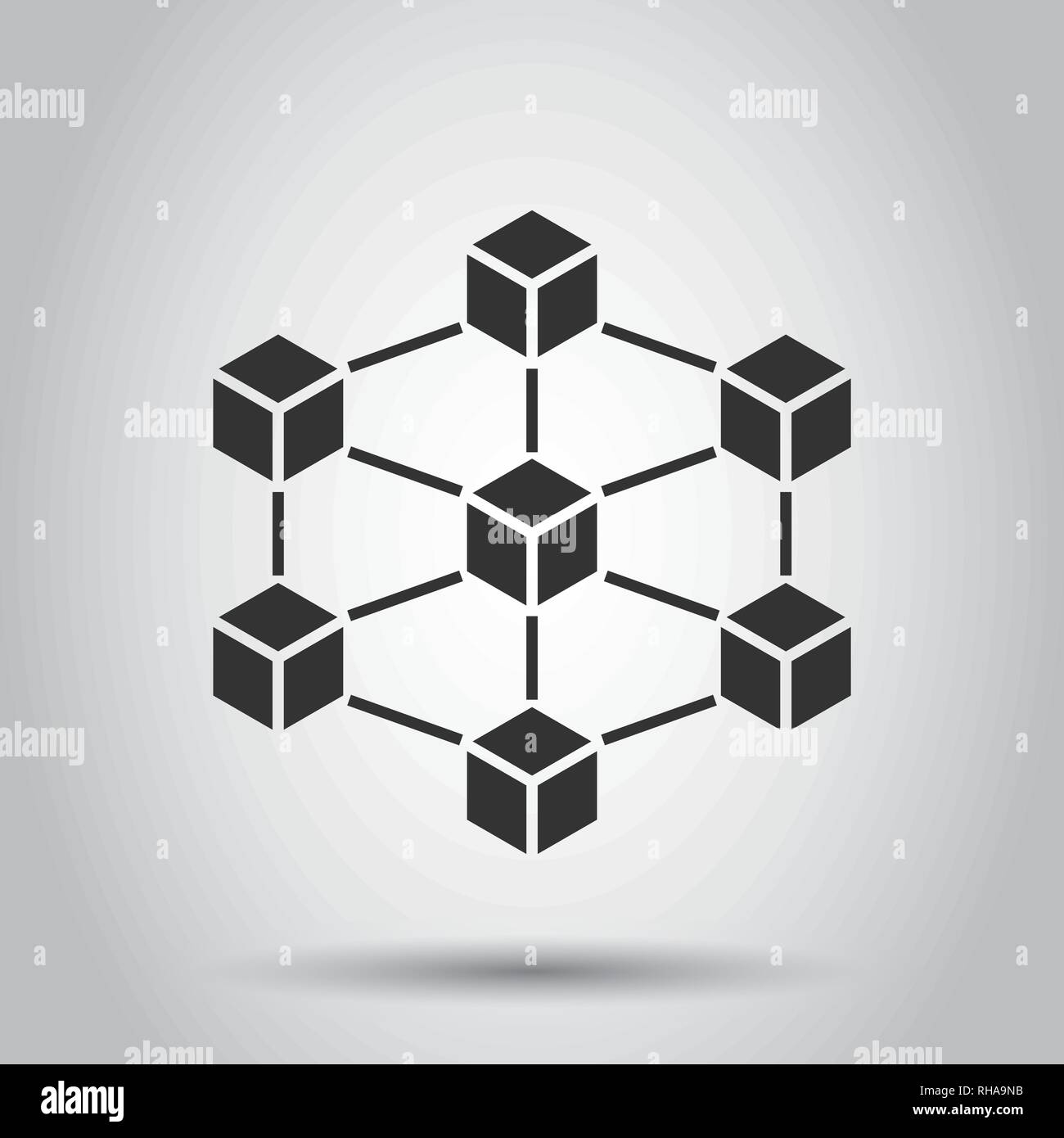 Blockchain technology vector icon in flat style. Cryptography cube ...