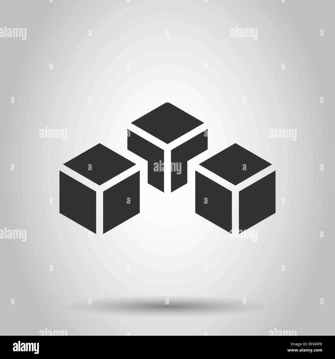 Blockchain technology vector icon in flat style. Cryptography cube ...