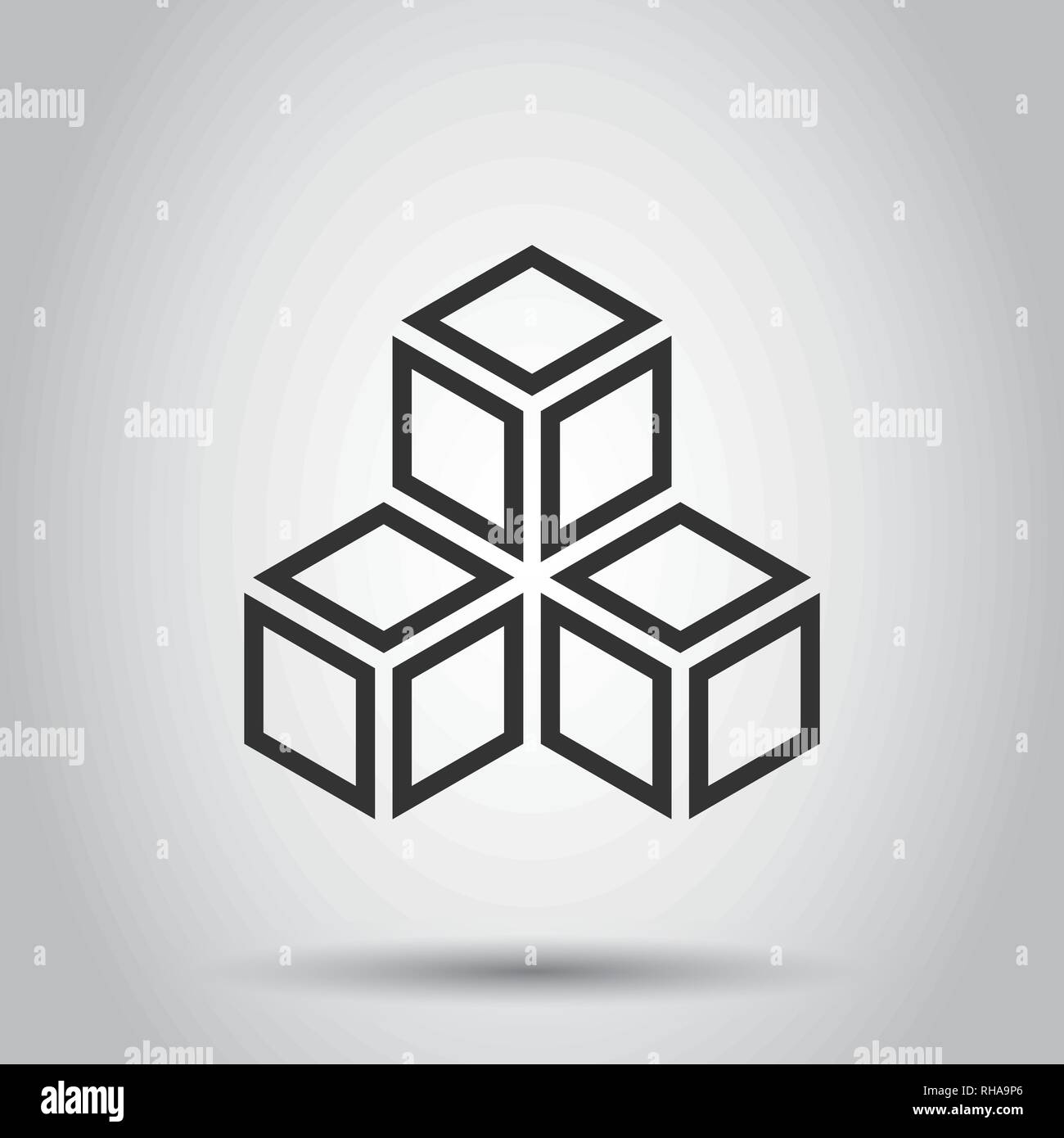 Blockchain technology vector icon in flat style. Cryptography cube ...