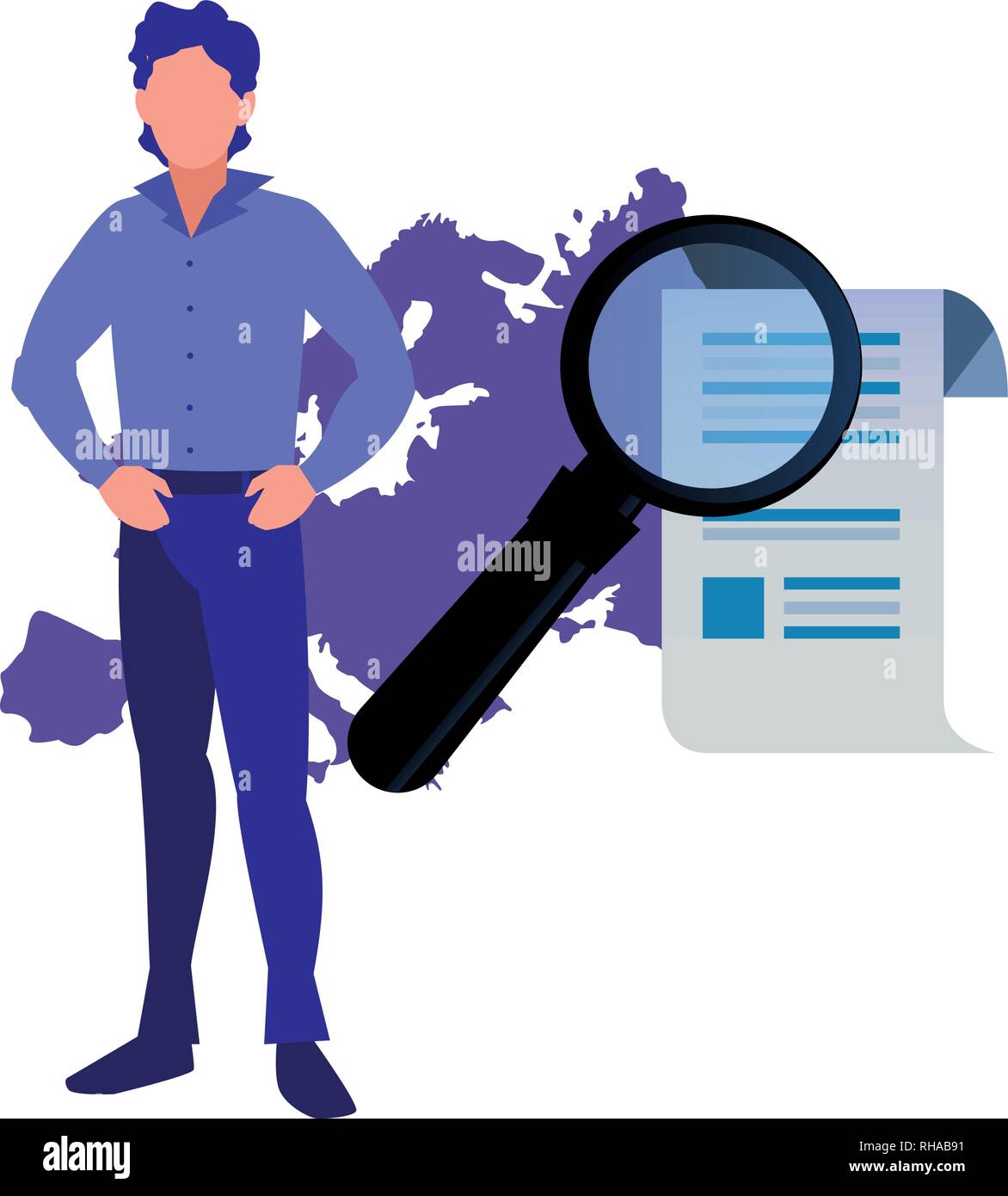 authorship man analysis document digital copyright vector illustration Stock Vector