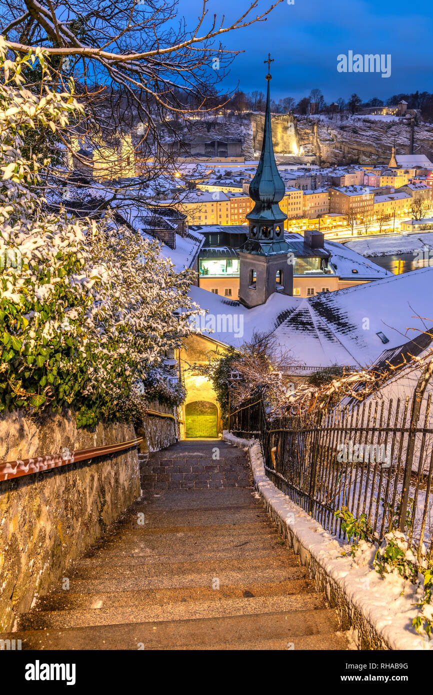 Old town in a snow day, Salzburg, Austria Stock Photo - Alamy