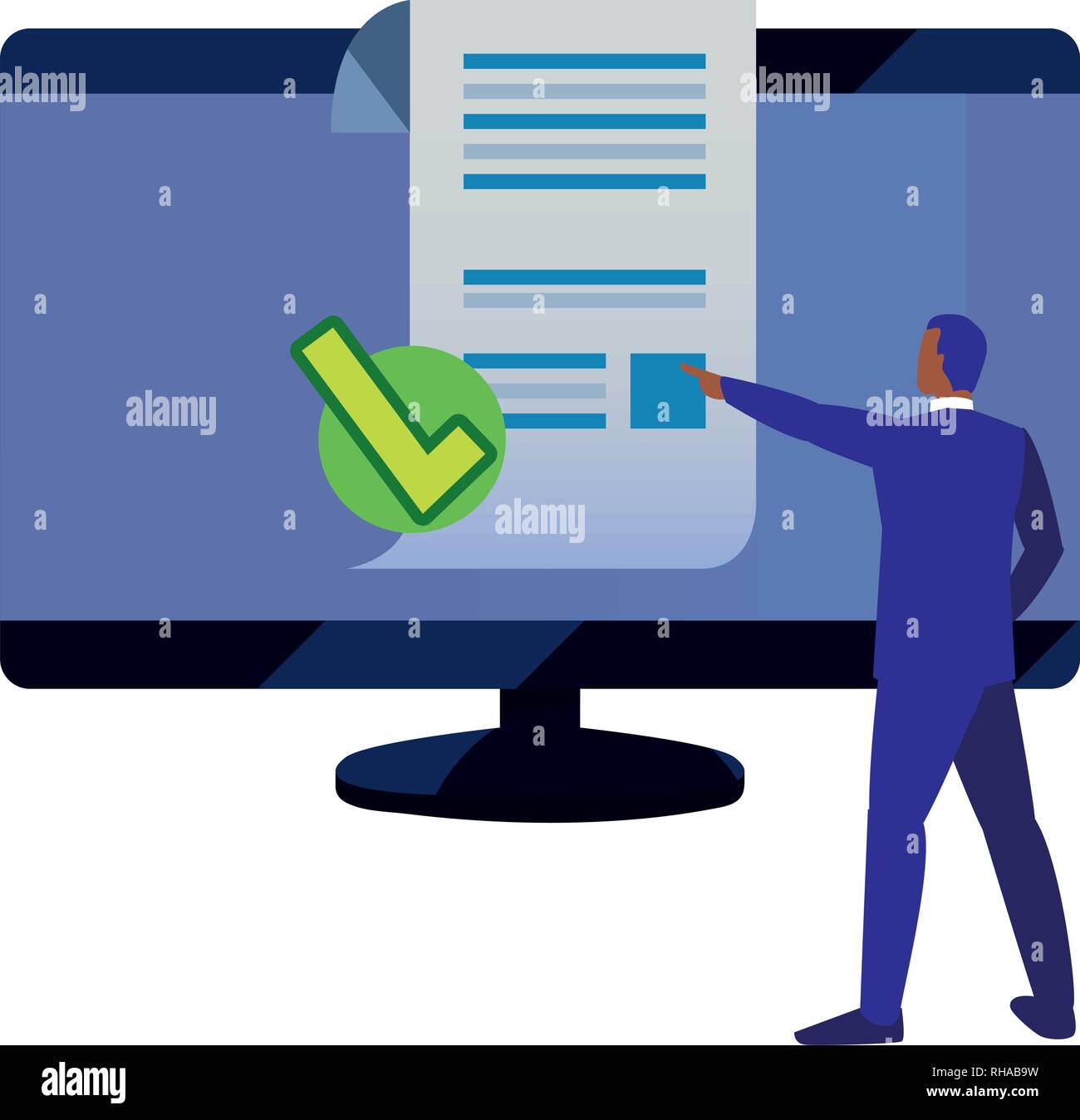 authorship man computer check mark info digital copyright vector ...