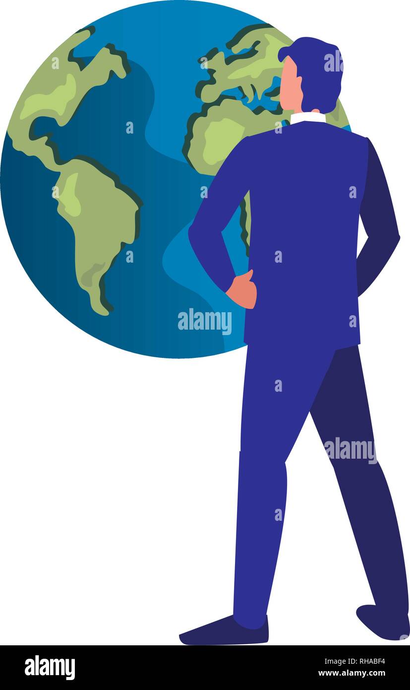 business man world on white background vector illustration Stock Vector ...