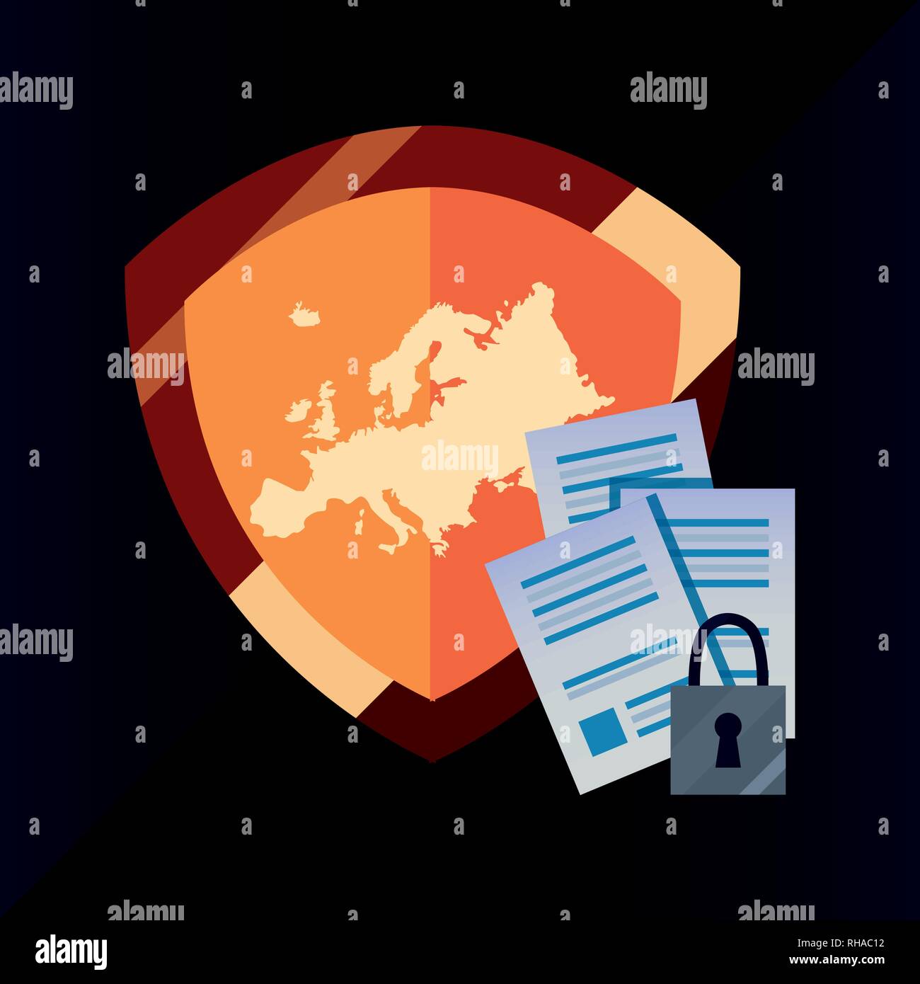 copyright shield security patents papers vector illustration Stock Vector