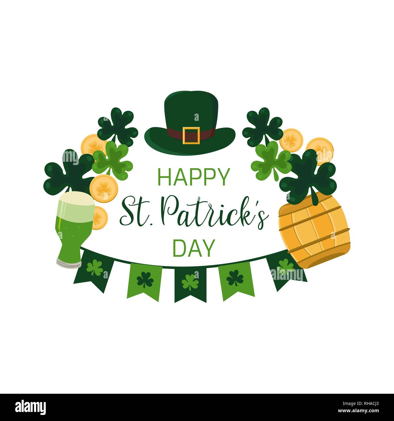 Happy St Patrick day, Irish Celtic holiday greeting lettering on