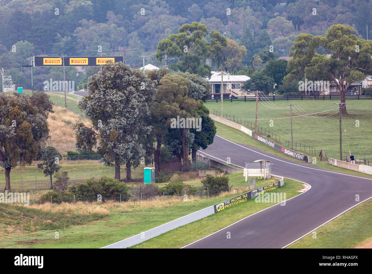 Mount Panorama Motor racing circuit in Bathurst, central tablelands, regional New South Wales,Australia Stock Photo