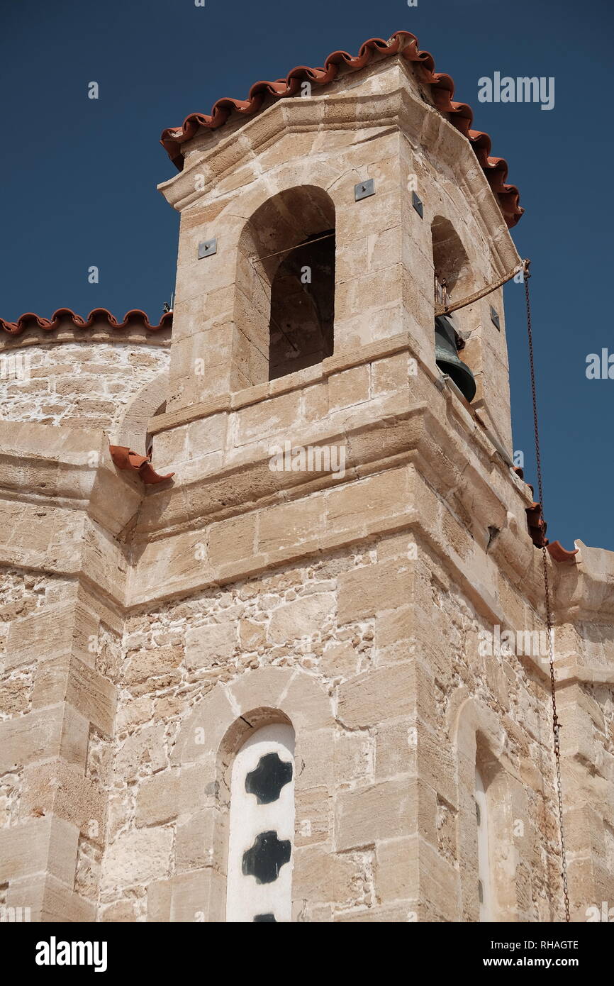 Closeup of the Agios Georgios church belfry, Peyia, Cyprus, Greece Stock Photo