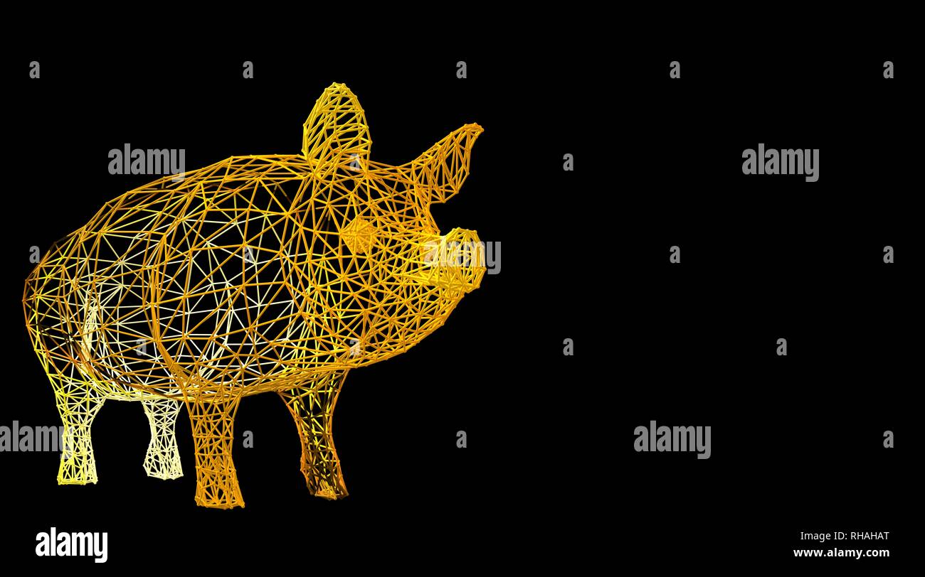 3d rendering of an animal wireframe isolated on a black background ...