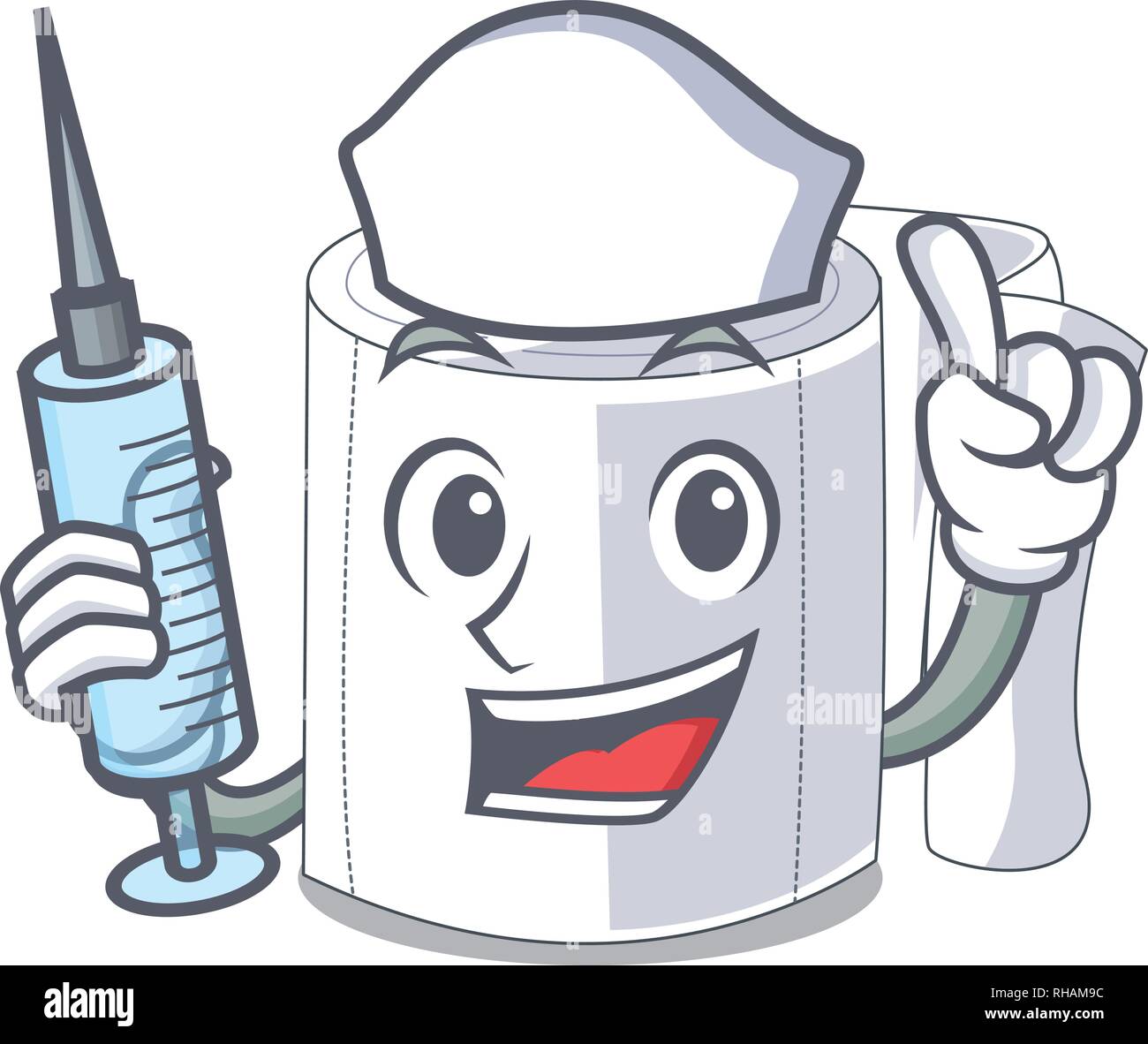 Nurse character toilet paper rolled on wall Stock Vector Image & Art