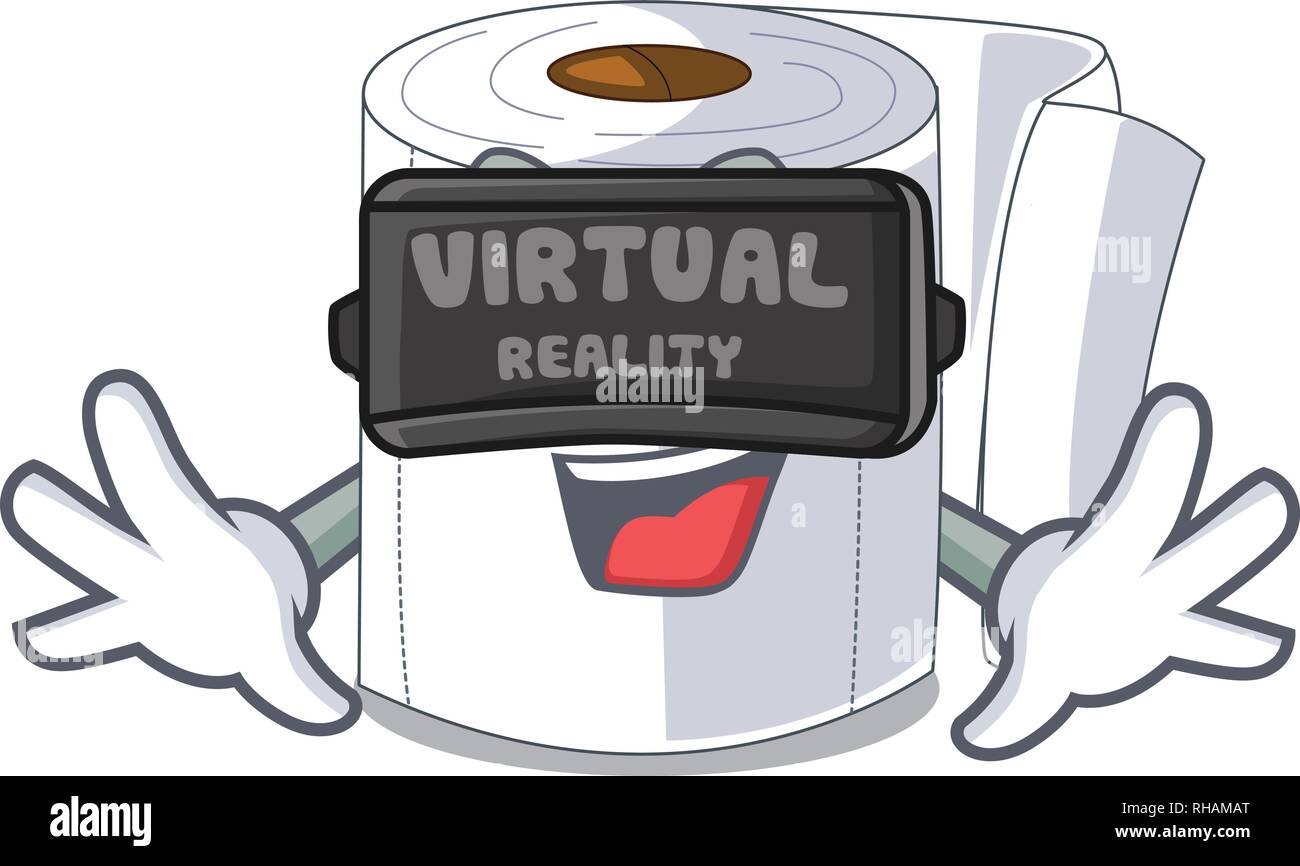 Virtual reality toilet paper in shape of mascot Stock Vector