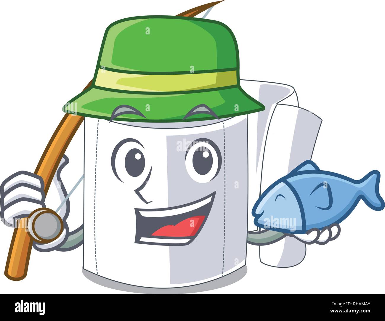 Fishing toilet paper in shape of mascot Stock Vector