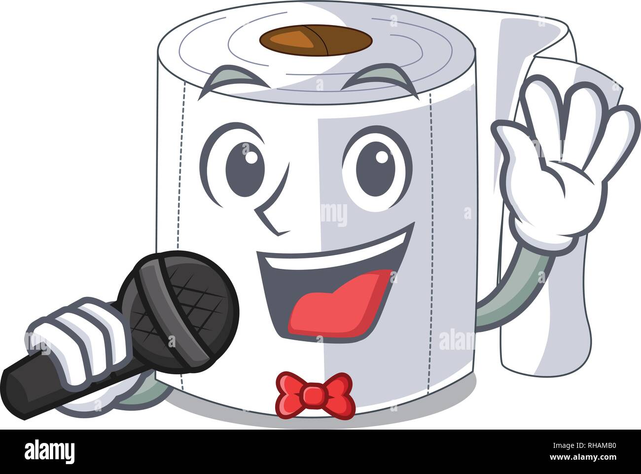 Singing toilet paper in shape of mascot Stock Vector