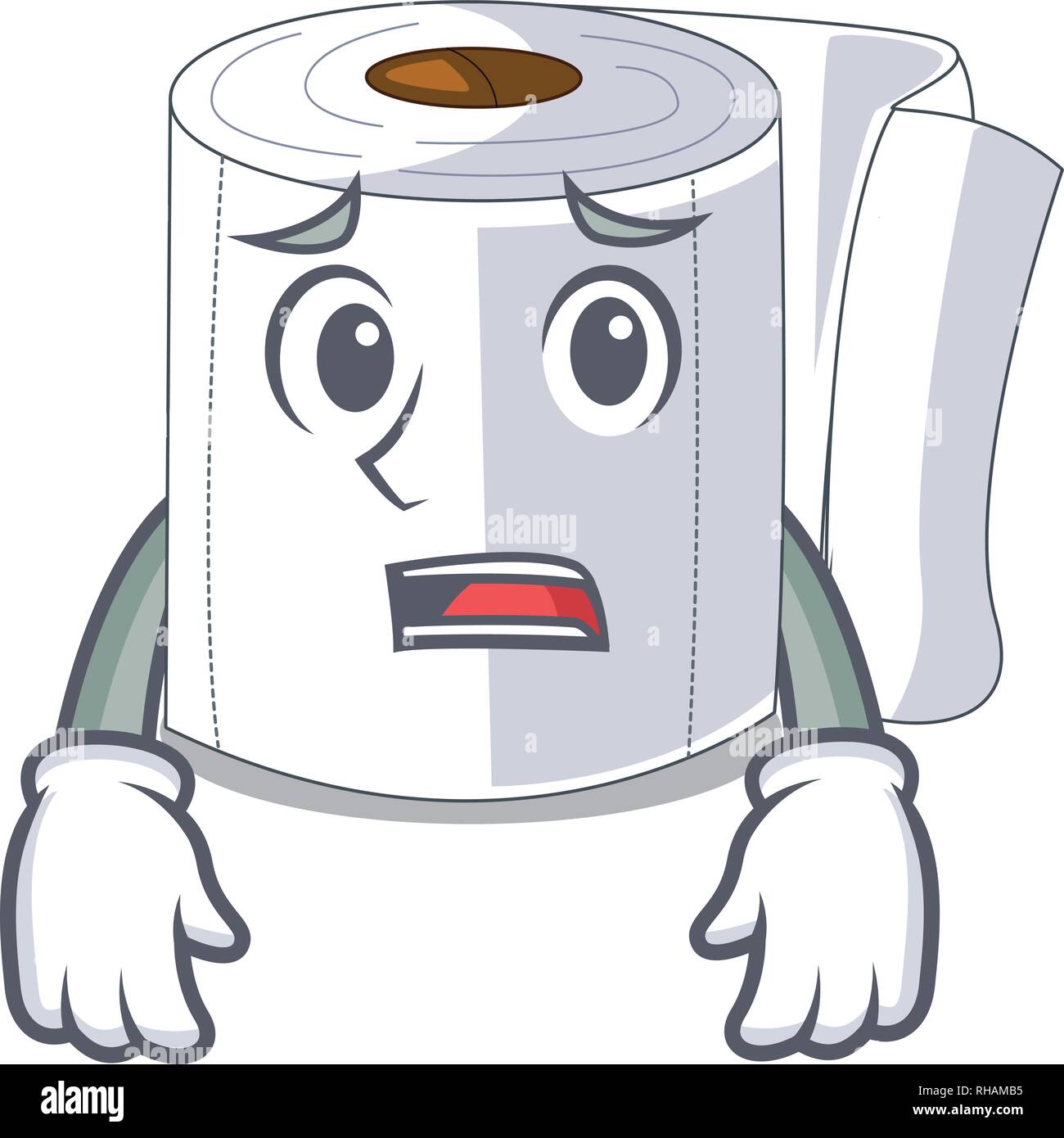 Afraid toilet paper in shape of mascot Stock Vector