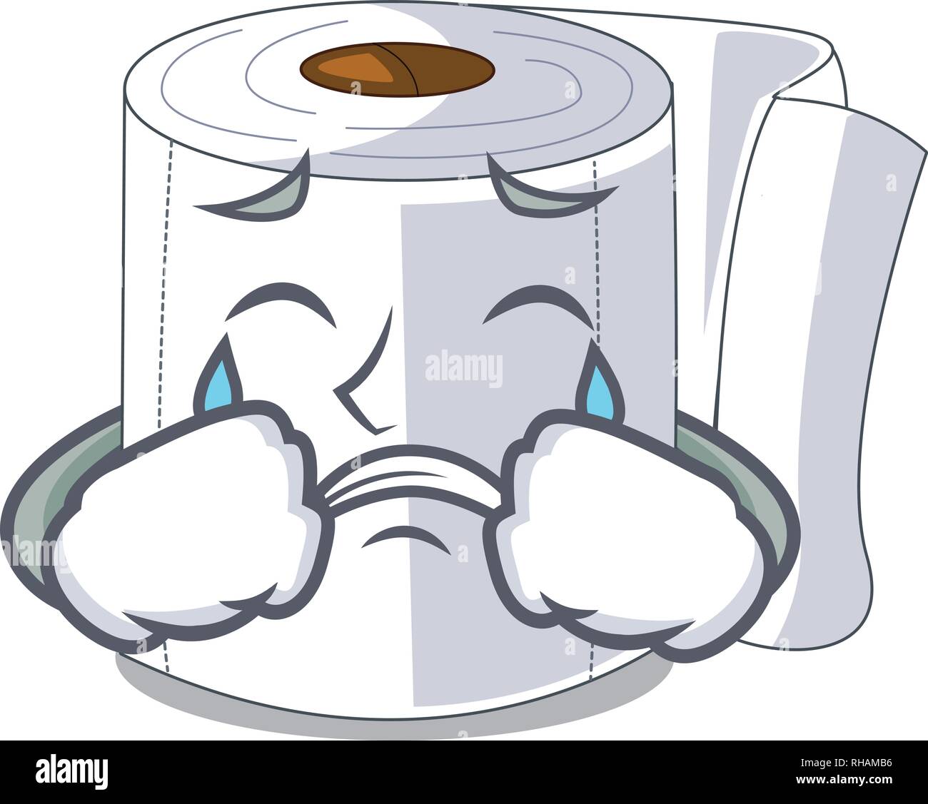 Crying toilet paper in shape of mascot Stock Vector