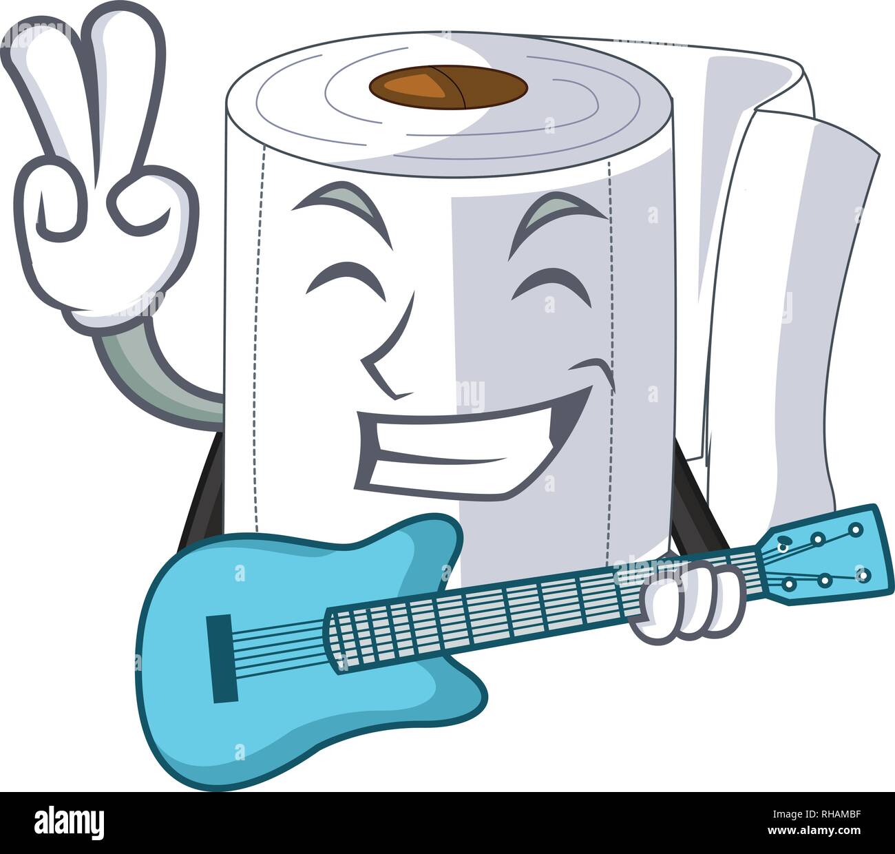With guitar toilet paper in shape of mascot Stock Vector