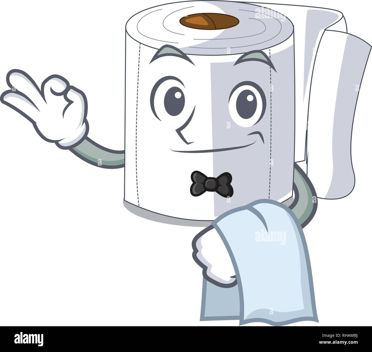 Waiter toilet paper in shape of mascot Stock Vector